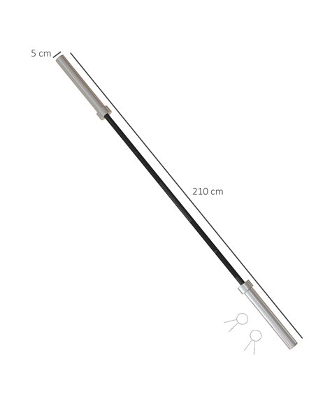 SPORTNOW Olympic Barbell: Home Gym Essential with Spring Collars, 210cm, 2"/5cm Plate Compatible A91-285V01BK - pic 89302 | FastDaddyshop