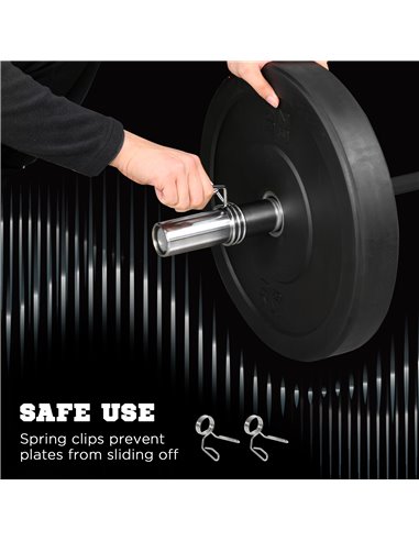SPORTNOW Olympic Barbell: Home Gym Essential with Spring Collars, 210cm, 2"/5cm Plate Compatible A91-285V01BK