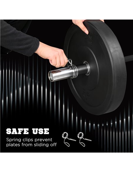 SPORTNOW Olympic Barbell: Home Gym Essential with Spring Collars, 210cm, 2"/5cm Plate Compatible A91-285V01BK - pic 89305 | FastDaddyshop