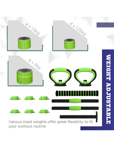 SPORTNOW 4-in-1 Adjustable Weight Dumbbells Set, Used as Barbell, Kettlebell, Push up Stand, Free Weights Set for Home Gym Train