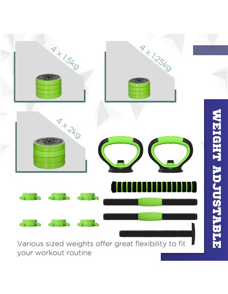 SPORTNOW 4-in-1 Adjustable Weight Dumbbells Set, Used as Barbell, Kettlebell, Push up Stand, Free Weights Set for Home Gym Train - pic 89313 | FastDaddyshop