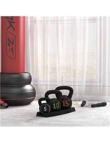 SPORTNOW Kettlebell Set with Storage Rack, 3-Piece Weights for Strength Training, Home Gym, 5lbs, 10lbs, 15lbs A91-282V00BK