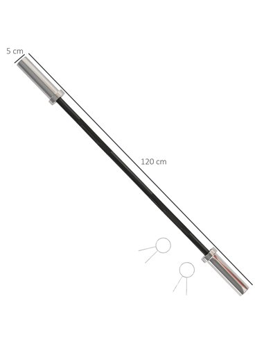 SPORTNOW Olympic EZ Curl Bar, Barbell Bar for 2"/5cm Weight Plates with Spring Clips, Home Gym Weight Lifting Bar, 120cm A91-284