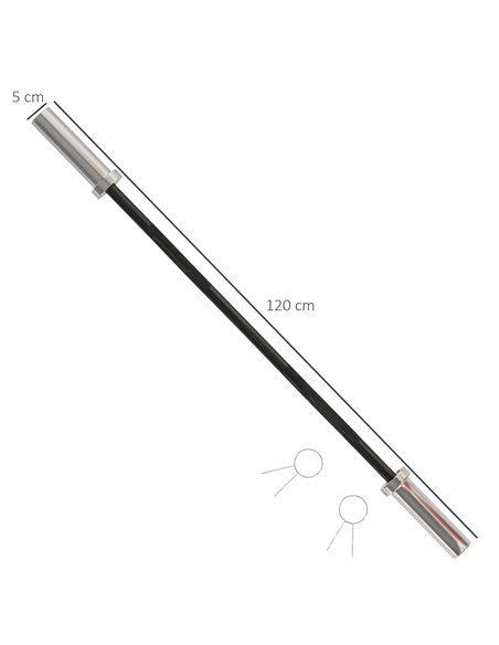 SPORTNOW Olympic EZ Curl Bar, Barbell Bar for 2"/5cm Weight Plates with Spring Clips, Home Gym Weight Lifting Bar, 120cm A91-284 - pic 89329 | FastDaddyshop