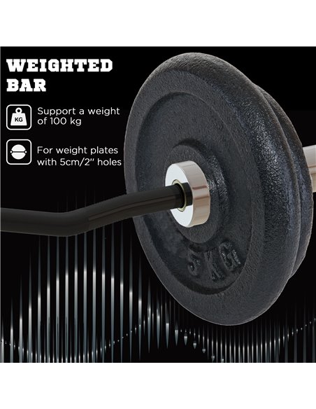 SPORTNOW Olympic EZ Curl Bar, Barbell Bar for 2"/5cm Weight Plates with Spring Clips, Home Gym Weight Lifting Bar, 120cm A91-284 - pic 89331 | FastDaddyshop