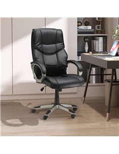 Homcom Office Desk Chair with Faux Leather, Adjustable Height, Black 2