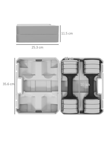 SPORTNOW Adjustable Dumbbells Weights Set with Storage Box, 10kg x 2 A91-278V00BK - pic 89347 | FastDaddyshop