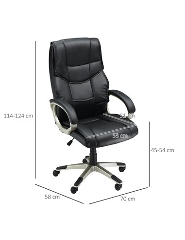 HOMCOM Home Office Chair High Back Computer Desk Chair with Faux Leather Adjustable Height Rocking Function Black