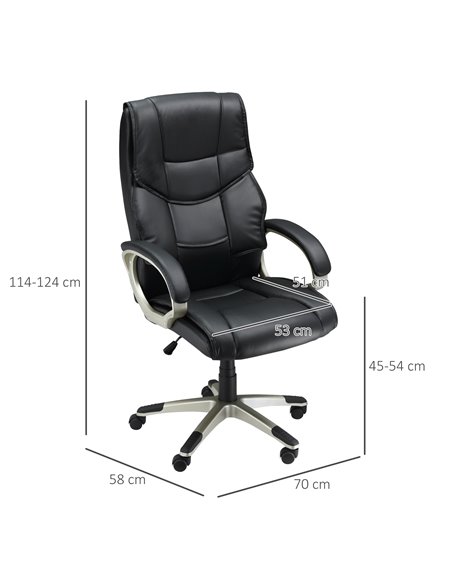 HOMCOM Home Office Chair High Back Computer Desk Chair with Faux Leather Adjustable Height Rocking Function Black - pic 8935 | FastDaddyshop