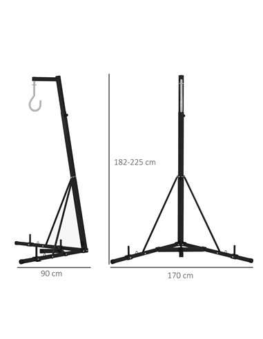 SPORTNOW Foldable Punch Bag Stand for Heavy Bag, Speed Bag, Freestanding and Adjustable - Black A91-300V00BK