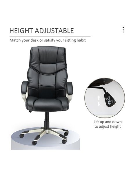 HOMCOM Home Office Chair High Back Computer Desk Chair with Faux Leather Adjustable Height Rocking Function Black - pic 8936 | FastDaddyshop