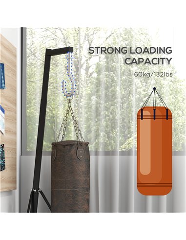 SPORTNOW Foldable Punch Bag Stand for Heavy Bag, Speed Bag, Freestanding and Adjustable - Black A91-300V00BK