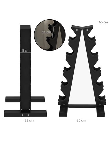 SPORTNOW Five-Tier Dumbbell Storage Rack, for Home Gym Exercise - Black A91-289V00BK