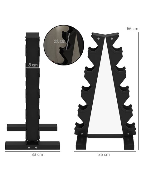 SPORTNOW Five-Tier Dumbbell Storage Rack, for Home Gym Exercise - Black A91-289V00BK - pic 89365 | FastDaddyshop
