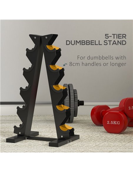 SPORTNOW Five-Tier Dumbbell Storage Rack, for Home Gym Exercise - Black A91-289V00BK - pic 89366 | FastDaddyshop
