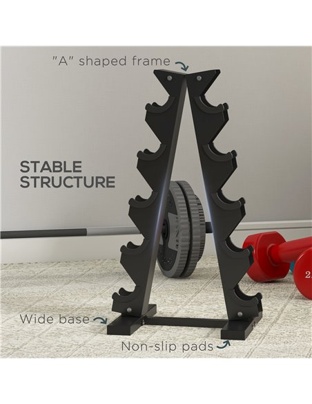 SPORTNOW Five-Tier Dumbbell Storage Rack, for Home Gym Exercise - Black A91-289V00BK - pic 89368 | FastDaddyshop