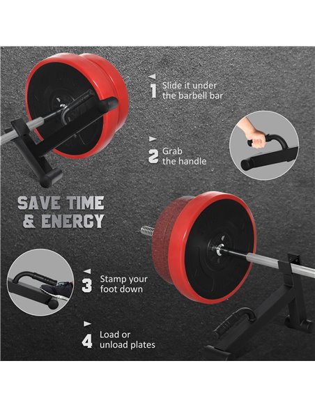 SPORTNOW Barbell Jack, Deadlift Jack w/ Non-Slip Handle, Easily Load & Unload 200kg Barbell Plates for Home Gym Deadlifting Weig - pic 89375 | FastDaddyshop
