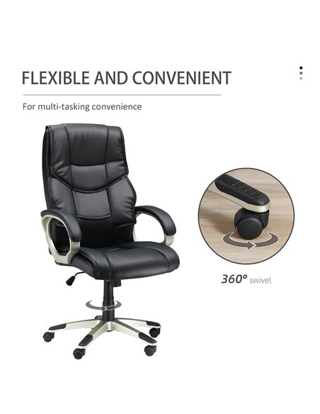 HOMCOM Home Office Chair High Back Computer Desk Chair with Faux Leather Adjustable Height Rocking Function Black - pic 8938 | FastDaddyshop