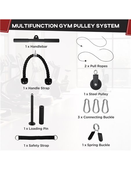 SPORTNOW Cable Machine Pulley System, Lat Pull Down System with DIY Loading Weight for Home Gym Biceps Tricep Arm Shoulder Back  - pic 89384 | FastDaddyshop