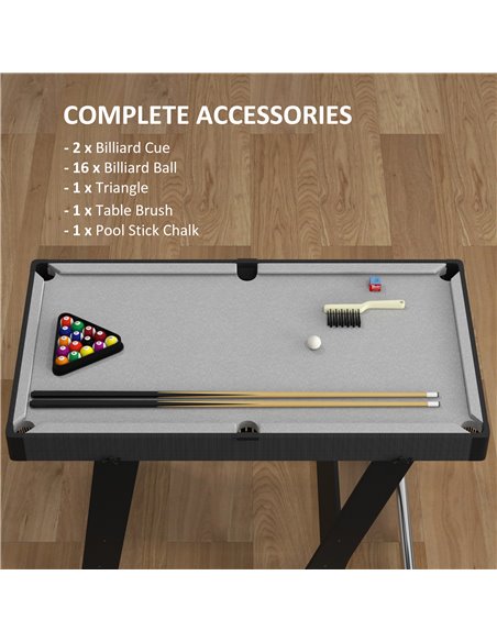 SPORTNOW 3.5ft Folding Pool Table, Snooker Table with 2 Cues, 16 Balls, Chalk, Triangle, Brush, Grey A70-071V80GY - pic 89394 | FastDaddyshop