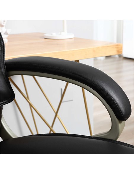 HOMCOM Home Office Chair High Back Computer Desk Chair with Faux Leather Adjustable Height Rocking Function Black - pic 8940 | FastDaddyshop
