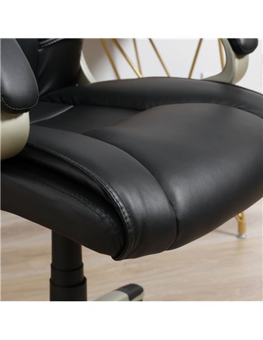 HOMCOM Home Office Chair High Back Computer Desk Chair with Faux Leather Adjustable Height Rocking Function Black