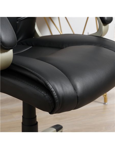 HOMCOM Home Office Chair High Back Computer Desk Chair with Faux Leather Adjustable Height Rocking Function Black - pic 8941 | FastDaddyshop