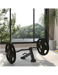 SPORTNOW Olympic 120cm EZ Curl Bar & Barbell Jack Set, Barbell Bar for 5cm Weight Plates, Deadlift Jack for Loading 200kg Weight 2