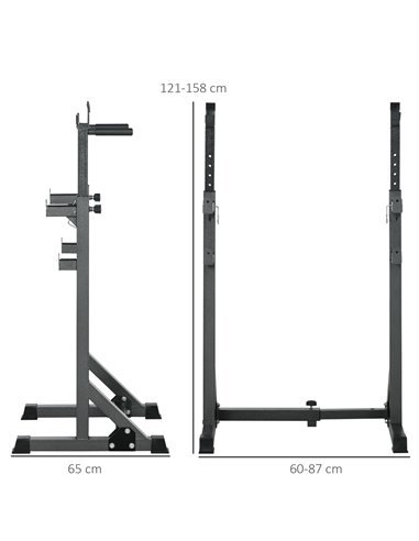 SPORTNOW Heavy Duty Barbell Squat Rack with Dip Station, Adjustable and Multifunctional Weight Power Stand for Home Gym A91-277V