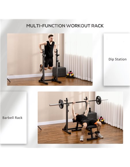 SPORTNOW Heavy Duty Barbell Squat Rack with Dip Station, Adjustable and Multifunctional Weight Power Stand for Home Gym A91-277V - pic 89447 | FastDaddyshop