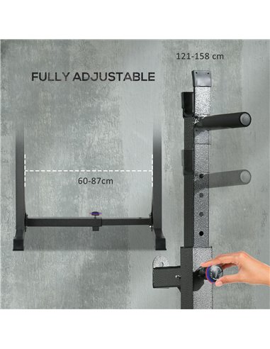 SPORTNOW Heavy Duty Barbell Squat Rack with Dip Station, Adjustable and Multifunctional Weight Power Stand for Home Gym A91-277V