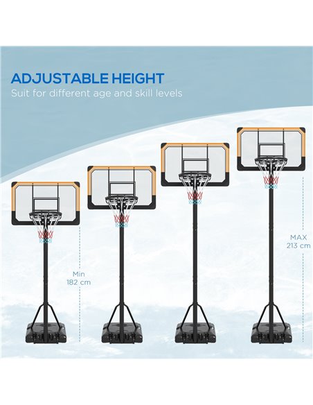SPORTNOW Height Adjustable Basketball Stand Net Set System, Free standing Basketball Hoop and Stand with Wheels, 182-213cm, Blac - pic 89466 | FastDaddyshop