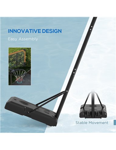 SPORTNOW Height Adjustable Basketball Stand Net Set System, Free standing Basketball Hoop and Stand with Wheels, 182-213cm, Blac