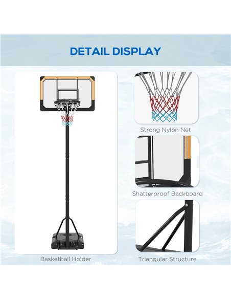 SPORTNOW Height Adjustable Basketball Stand Net Set System, Free standing Basketball Hoop and Stand with Wheels, 182-213cm, Blac - pic 89469 | FastDaddyshop