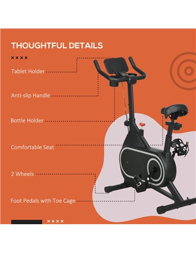 SPORTNOW Magnetic Indoor Cycling Bike, Exercise Bike with Silent Flywheel, LCD Display, Tablet Holder, Comfortable Seat A90-353V