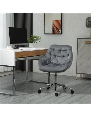 Vinsetto Home Office Chair Velvet Ergonomic Computer Chair Comfy Desk Chair with Adjustable Height, Arm and Back Support, Dark G