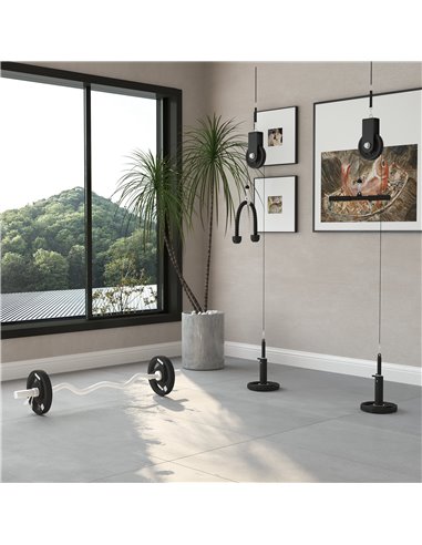 SPORTNOW Cable Machine Pulley System w/ 2 x 5kg Olympic Weight Plates, Lat Pull Down System w/ DIY Loading Weight for Home Gym T