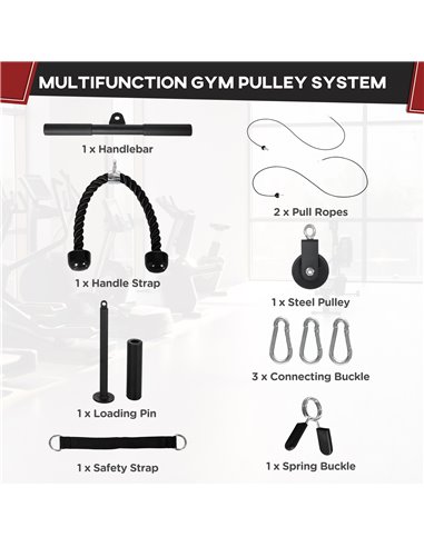 SPORTNOW Cable Machine Pulley System w/ 2 x 5kg Olympic Weight Plates, Lat Pull Down System w/ DIY Loading Weight for Home Gym T