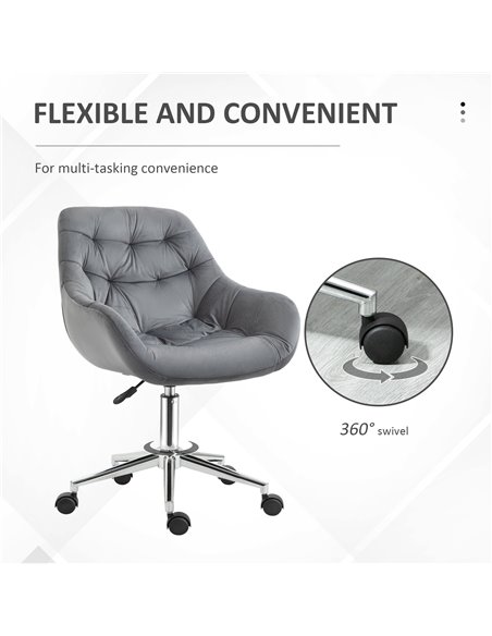 Vinsetto Home Office Chair Velvet Ergonomic Computer Chair Comfy Desk Chair with Adjustable Height, Arm and Back Support, Dark G - pic 8953 | FastDaddyshop