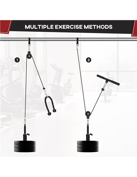 SPORTNOW Cable Machine Pulley System w/ 2 x 5kg Olympic Weight Plates, Lat Pull Down System w/ DIY Loading Weight for Home Gym T - pic 89530 | FastDaddyshop