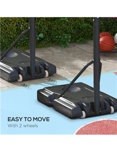 SPORTNOW Height Adjustable Basketball System, Freestanding Basketball Hoop and Stand w/ Wheels, 2.35-3.05M A61-050V00BK