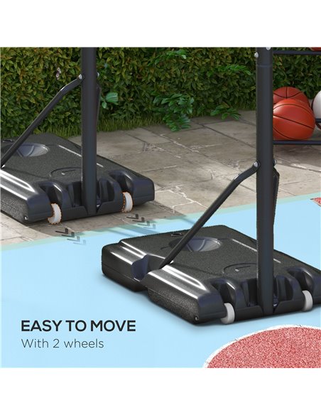 SPORTNOW Height Adjustable Basketball System, Freestanding Basketball Hoop and Stand w/ Wheels, 2.35-3.05M A61-050V00BK - pic 89555 | FastDaddyshop