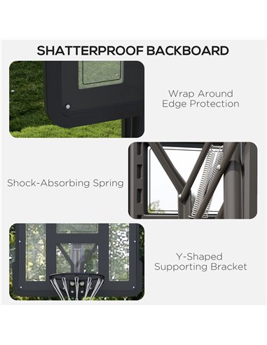 SPORTNOW Height Adjustable Basketball System, Freestanding Basketball Hoop and Stand w/ Wheels, 2.35-3.05M A61-050V00BK