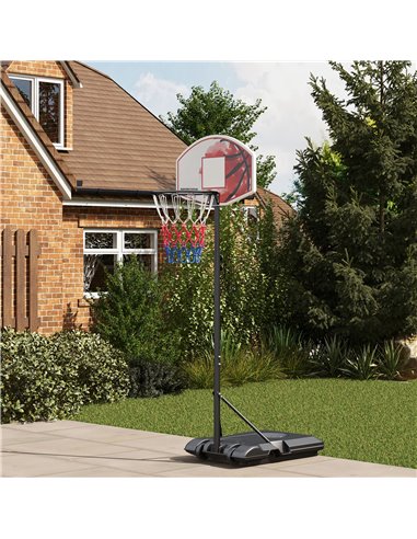 SPORTNOW Adjustable Basketball Stand Net System, with Wheels, Enlarged Base, PE, Backboard, 179-209cm A61-053V00MX