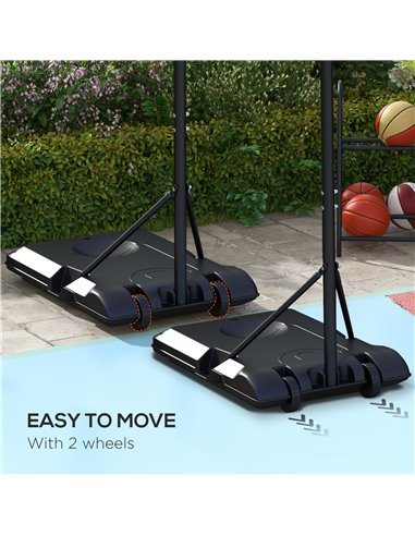 SPORTNOW Adjustable Basketball Stand Net System, with Wheels, Enlarged Base, PE, Backboard, 179-209cm A61-053V00MX