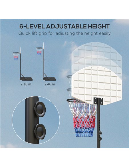 SPORTNOW Adjustable Basketball Stand Net System, with Wheels, Enlarged Base, PE, Backboard, 179-209cm A61-053V00MX - pic 89565 | FastDaddyshop