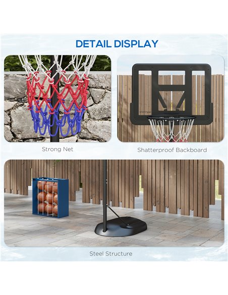 SPORTNOW Height Adjustable Basketball System, Freestanding Basketball Hoop and Stand w/ Wheels, 167-228cm A61-056V00BK - pic 89576 | FastDaddyshop