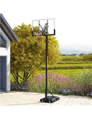 SPORTNOW 6 Level Height Adjustable Freestanding Basketball Hoop and Stand with Wheels, 2.35M-3.05M A61-051V00BK