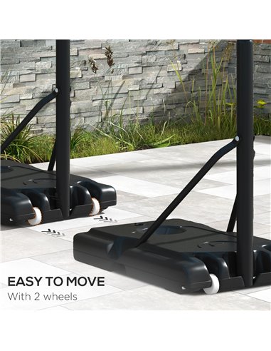 SPORTNOW 6 Level Height Adjustable Freestanding Basketball Hoop and Stand with Wheels, 2.35M-3.05M A61-051V00BK