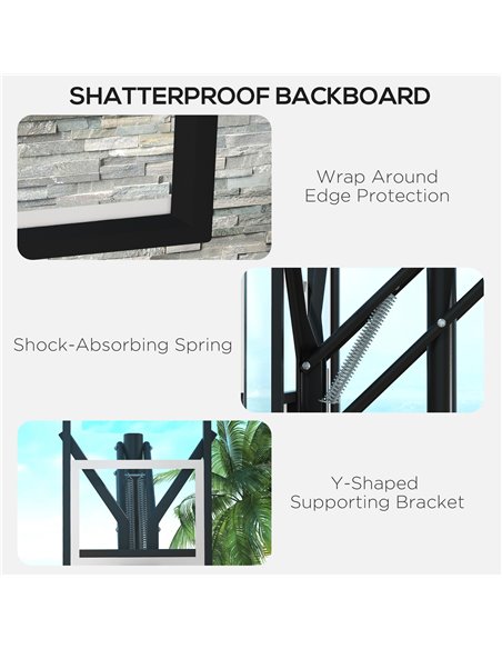SPORTNOW 6 Level Height Adjustable Freestanding Basketball Hoop and Stand with Wheels, 2.35M-3.05M A61-051V00BK - pic 89593 | FastDaddyshop